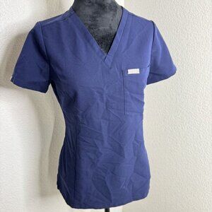 Figs Technical Collection XXS Navy Blue Womens Scrub Top With V-Neck &‎ Pocket